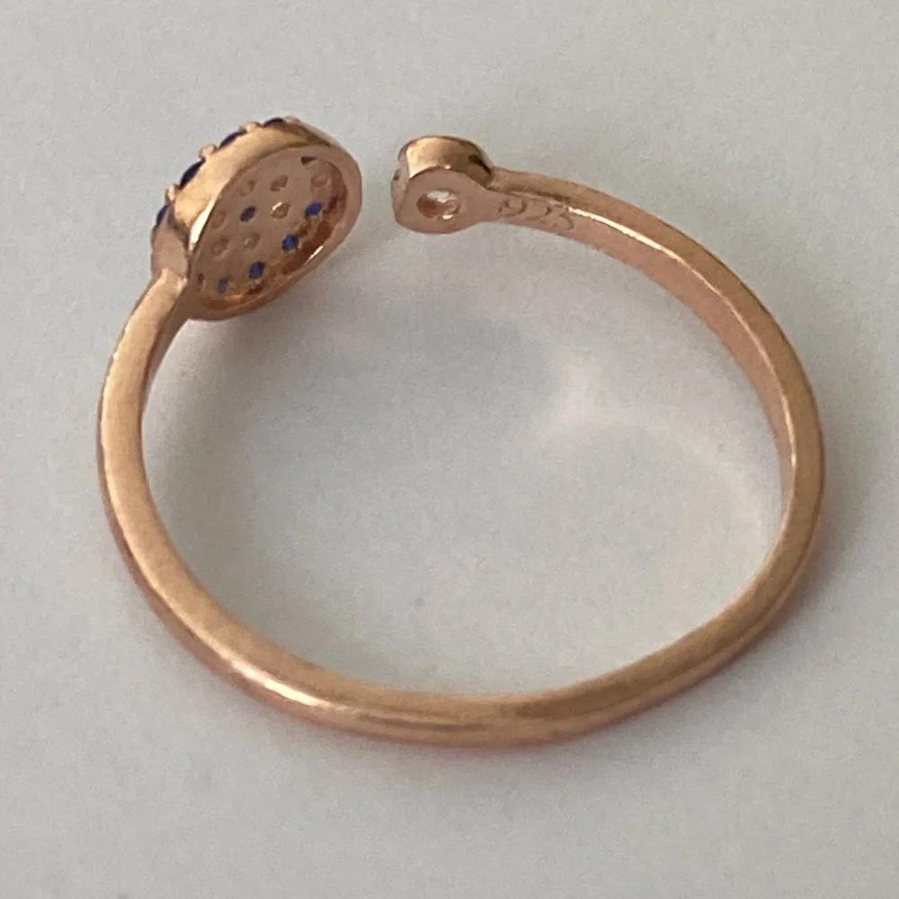 🧿925 Silver evileye ring cubic zirconia stones 14K rose gold plated